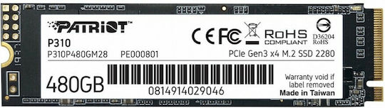 Patriot P310 SSD 480GB M.2 NVMe PCI Express 3.0 P310P480GM28