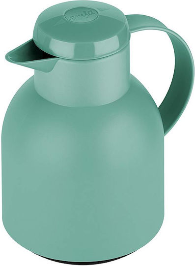 Emsa Samba Wave Vacuum Jug Quick Press Κανάτα Θερμός Πλαστικό 1lt Πράσινο με Λαβή 600021