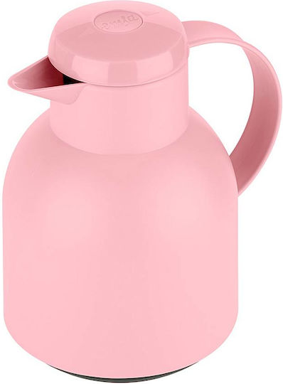 Emsa Samba Wave Vacuum Jug Quick Press Κανάτα Θερμός Πλαστικό 1lt Ροζ με Λαβή 600022