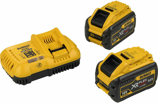 Dewalt Σετ 2 Μπαταριών Εργαλείου Λιθίου 54V Χωρητικότητας 12Ah με Φορτιστή DCB118Y2T