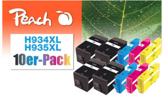 Peach Πακέτο Συμβατών Μελανιών Εκτυπωτή InkJet HP 934XL / 935XL Πολλαπλό (Color) / Μαύρο