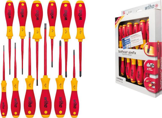 Wiha Σετ Κατσαβίδια Ηλεκτρολόγου με 12 Εναλλασσόμενες Μύτες Softfinish Electric Slimfix 41003
