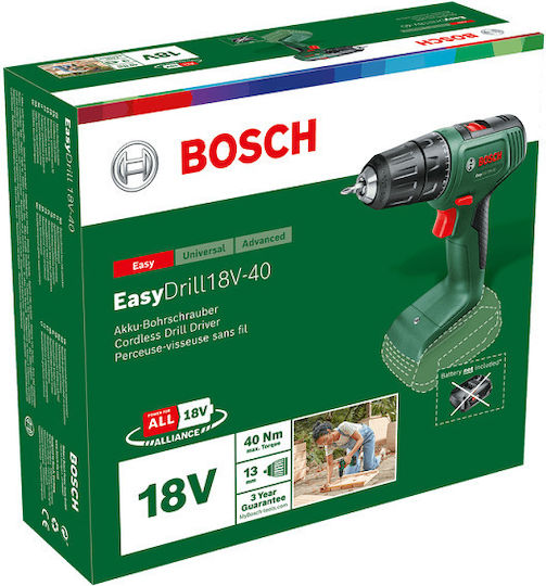 Bosch EasyDrill 18V-40 Δραπανοκατσάβιδο Μπαταρίας Solo 18V 06039D8000