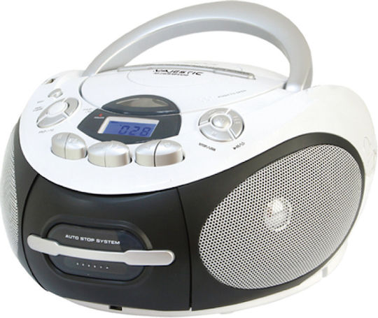 Majestic Φορητό Ηχοσύστημα AH-2387R με CD / MP3 / USB / Κασετόφωνο / Ραδιόφωνο σε Λευκό Χρώμα