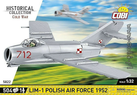 Cobi Lim-1 Polish Air Force 1952 Φιγούρα Μοντελισμού Αεροπλάνο Μαύρη 504 Κομματιών σε Κλίμακα 1:32 με Κόλλα και Χρώματα 40x28x6εκ. COBI-5822