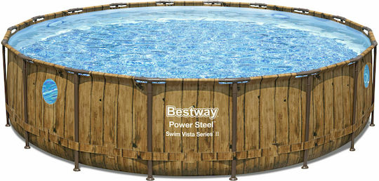 Bestway Στρογγυλή Πισίνα με Μεταλλικό Σκελετό 549x122εκ. 56977 Καφέ 2τμχ