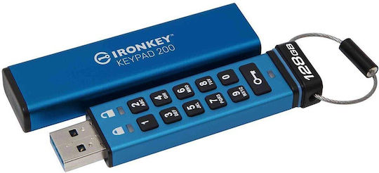 Kingston IronKey Keypad 128GB USB 3.2 Stick Μπλε