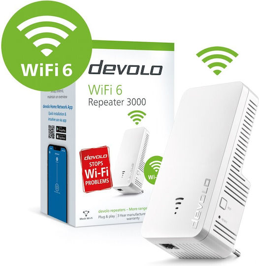 Devolo WiFi 6 Repeater 3000 Mesh WiFi Extender Dual Band (2.4 & 5GHz) 3000Mbps