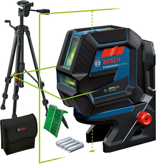Bosch GCL 2-50 G Γραμμικό Αλφάδι Laser Πράσινης Δέσμης 1.5V με Εύρος Εργασίας 15m