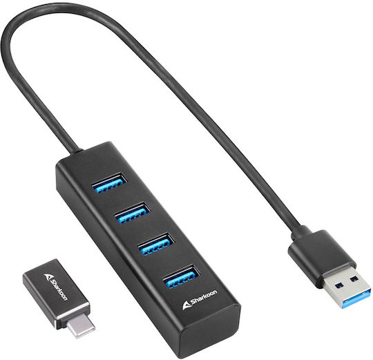 Sharkoon USB 3.2 Hub 4 Θυρών με σύνδεση USB-A / USB-C