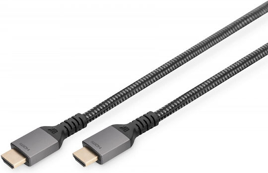Digitus HDMI 2.1 Braided Cable HDMI male - HDMI male 1m Μαύρο DB-330200-020-S