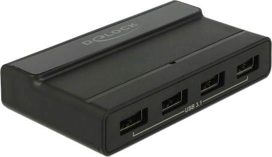 DeLock USB 3.1 Hub 4 Θυρών με σύνδεση USB-C και Εξωτερική Παροχή Ρεύματος (64053)
