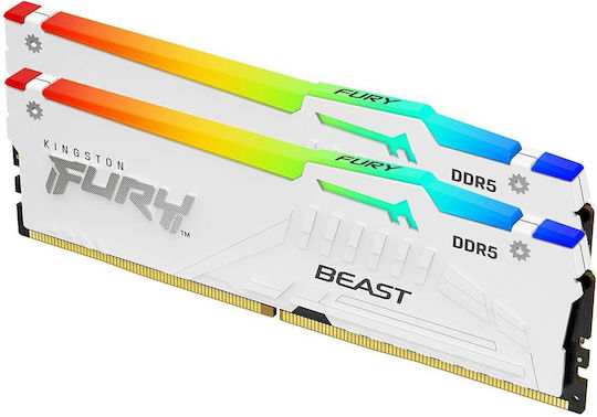 Kingston Fury Beast RGB DDR5 32GB RAM με 2x16GB Modules και Ταχύτητα 5600 για Desktop KF556C36BWEAK2-32