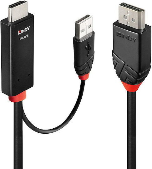 Lindy Cable DisplayPort male - HDMI male 1m Μαύρο (41498)