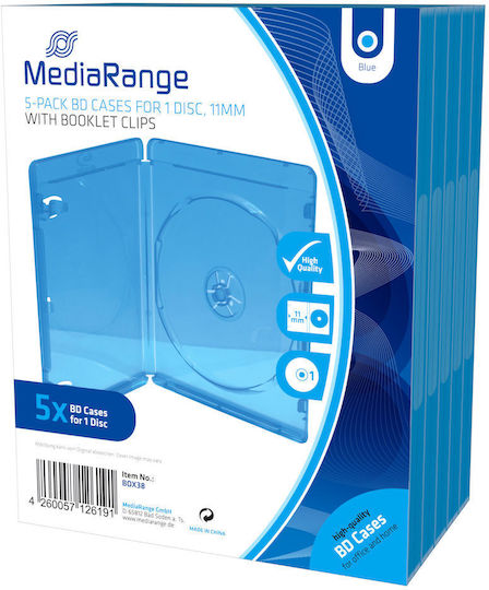 MediaRange DVD Box για 1 Δίσκο με Διάφανη Πρόσοψη σε Μπλε Χρώμα BOX38 5τμχ
