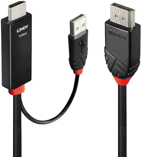 Lindy Cable DisplayPort male - HDMI male 2m Μαύρο (41499)