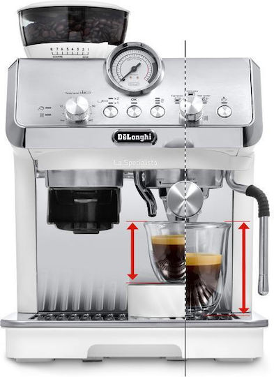 De'Longhi La Specialista Αυτόματη Μηχανή Espresso 1550W Πίεσης 15bar με Μύλο Άλεσης Λευκή