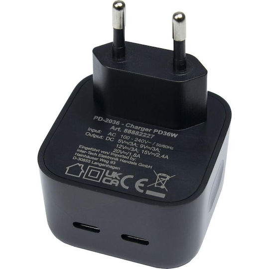 Inter-Tech 36W Power Delivery Μαύρος