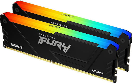 Kingston Fury Beast DDR4 64GB RAM με 2x32GB Modules και Ταχύτητα 3200 για Desktop KF432C16BB2AK2/64