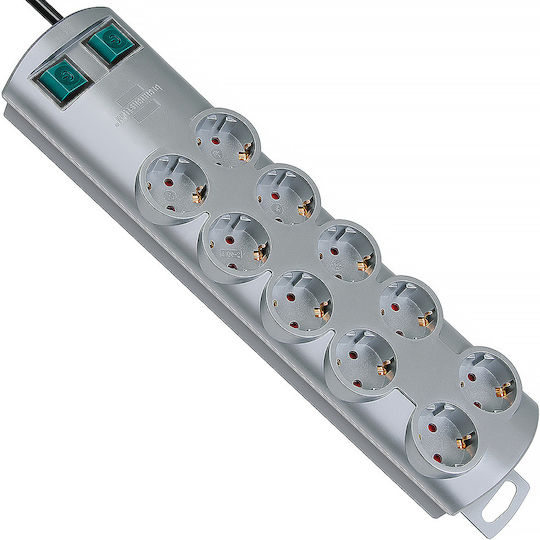 Brennenstuhl Πολύπριζο 10 Θέσεων με Διακόπτη και Καλώδιο 2m Γκρι 1153390120