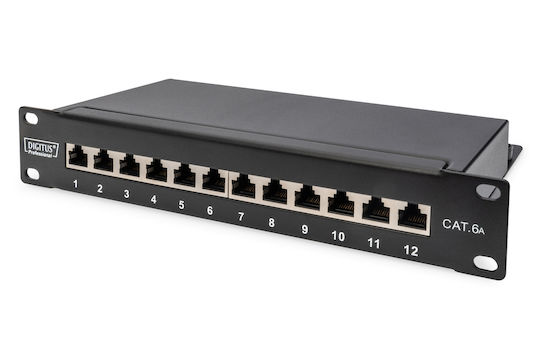 Digitus Patch Panel Shielded για Rack 1U 10" 12 Θυρών Μαύρο DN-91612S-EA
