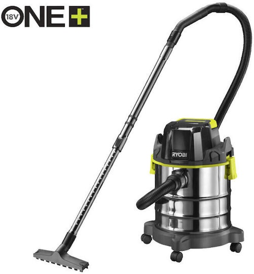 Ryobi 5133004724 Επαναφορτιζόμενη Σκούπα Υγρών / Στερεών Χωρίς Φορτιστή και Μπαταρία με Ανοξείδωτο Κάδο 18lt
