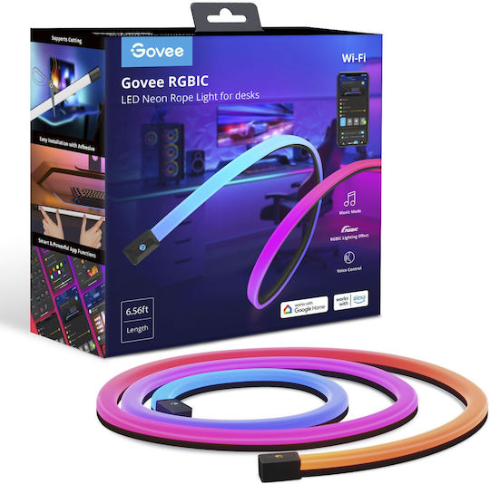 Govee Αδιάβροχη Smart Ταινία LED Wi-Fi 220V RGB Φως 2m Neon Flex με Τροφοδοτικό H61C2