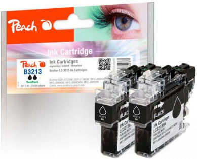 Peach Πακέτο Συμβατών Μελανιών Εκτυπωτή InkJet Brother 320481 500 Σελίδων Μαύρο 2τμχ PI500-255