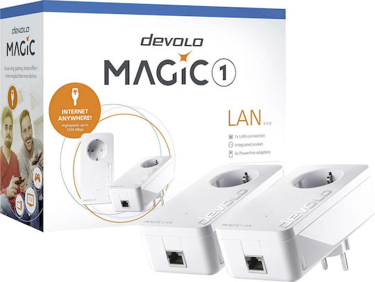 Devolo Magic 1 LAN 1-1-2 Powerline Διπλού Kit για Ενσύρματη Σύνδεση και Θύρα Gigabit Ethernet