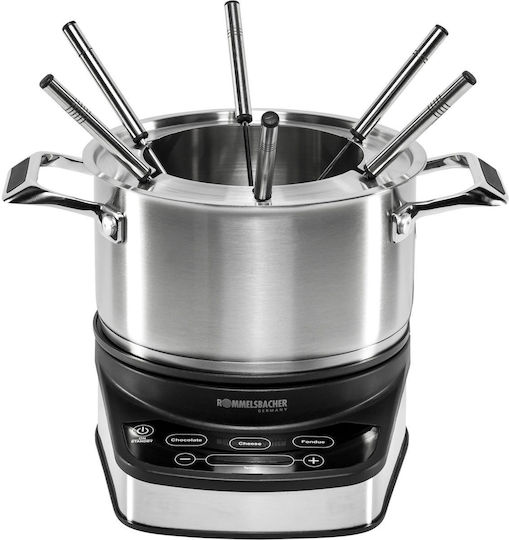 Rommelsbacher F 1200 Σκεύος για Φοντύ Ηλεκτρικό από Ανοξείδωτο Ατσάλι 6 Ατόμων Ασημί 1200W 29x23.5x27εκ.