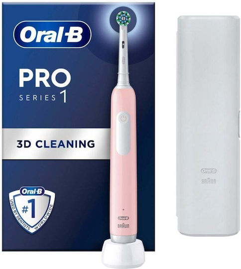 Oral-B Pro1 Ηλεκτρική Οδοντόβουρτσα με Αισθητήρα Πίεσης και Θήκη Ταξιδίου Ροζ