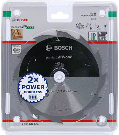 Bosch Standard Δίσκος Κοπής Ξύλου 165mm 2608837684
