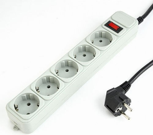 Gembird Πολύπριζο Aσφαλείας 5 Θέσεων με Διακόπτη και Καλώδιο 3m 5τμχ SPG3-B-10C