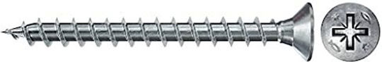 Fischer 670408 Fpf Power-fast Ii 5 X 100mm Chipboard Wood Screws, Countersunk Head With Phillips, Partial Thread, Galvanised Blue Passivated, Pack Of 200