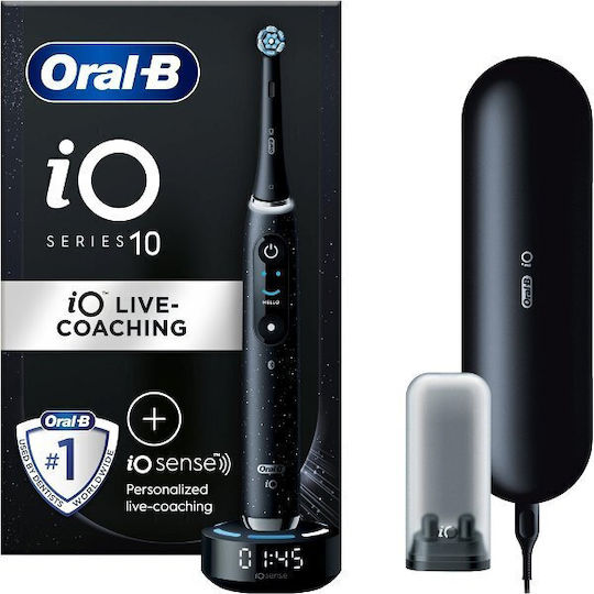 Oral-B iO Series 10 Ηλεκτρική Οδοντόβουρτσα με Χρονομετρητή, Αισθητήρα Πίεσης και Θήκη Ταξιδίου Μαύρη