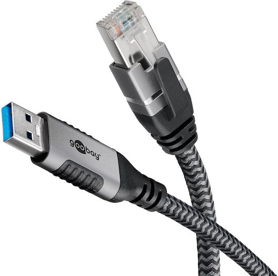 Goobay 70694 Μετατροπέας Καλωδίου Usb A Rj-45 Μαύρος Μαύρο Άργυρος