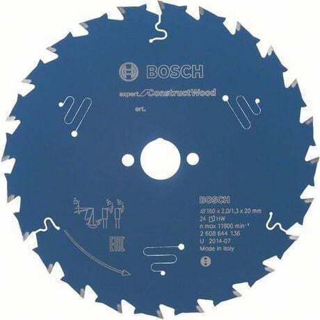 Bosch Δίσκος Κοπής Ξύλου με 24 Δόντια 160mm 2608644136