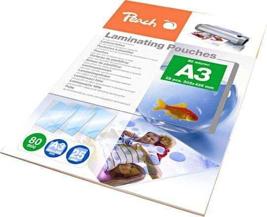 Peach Ζελατίνες Πλαστικοποίησης A3 80 microns PPR080-01 25τμχ