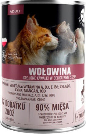 Pet Republic Υγρή Τροφή για Ενήλικες Γάτες σε Κονσέρβα με Βοδινό χωρίς Γλουτένη 400gr