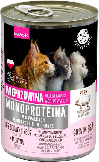 Pet Republic Υγρή Τροφή για Ενήλικες Γάτες σε Κονσέρβα με Χοιρινό χωρίς Γλουτένη 400gr