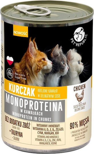 Pet Republic Υγρή Τροφή για Ενήλικες Γάτες σε Κονσέρβα με Κοτόπουλο χωρίς Γλουτένη 400gr