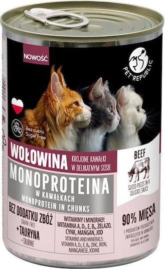 Pet Republic Υγρή Τροφή για Ενήλικες Γάτες σε Κονσέρβα με Βοδινό χωρίς Γλουτένη 400gr