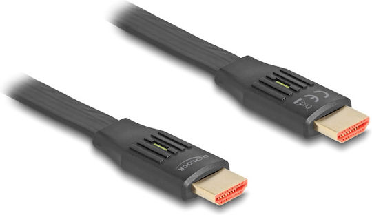 DeLock HDMI 2.1 Flat Cable HDMI male - HDMI male 2m Μαύρο 81002