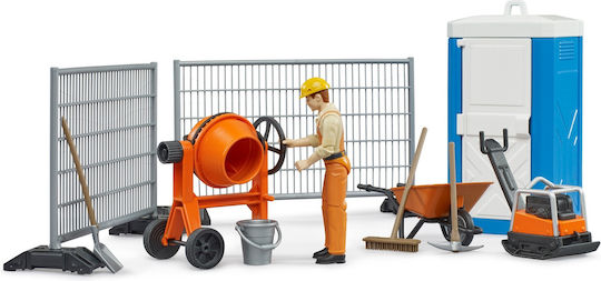 Bruder Παιχνίδι Μινιατούρα Σετ Εργάτης Με Μπετονιέρα Και Εργαλεία 62008