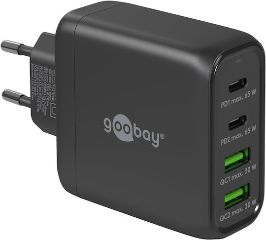 Goobay Φορτιστής Χωρίς Καλώδιο με 2 Θύρες USB-A και 2 Θύρες USB-C 68W Μαύρος (64817)