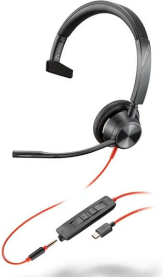 Poly Blackwire 3315 On Ear Multimedia Ακουστικά με μικρόφωνο και σύνδεση 3.5mm Jack / USB-C