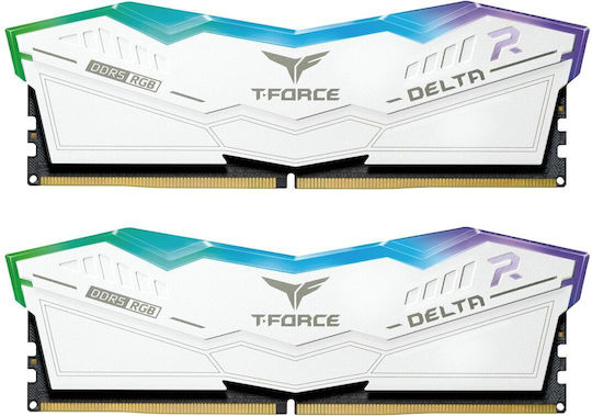TeamGroup Delta RGB White DDR5 64GB RAM με 2x32GB Modules και Ταχύτητα 6000 για Desktop FF4D564G6000HC38ADC01