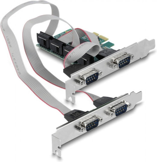 DeLock Κάρτα PCIe σε 4 θύρες RS232 DB9 Serial (90410)