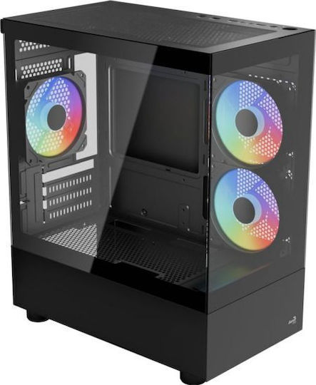 Aerocool Viewport Mini Mini Tower Κουτί Υπολογιστή με Πλαϊνό Παράθυρο και RGB Φωτισμό Μαύρο