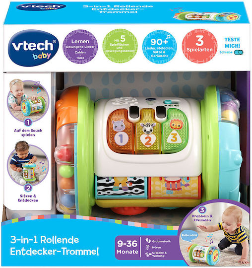 Vtech Μουσικό Όργανο 3 In 1 Rolling Explorer Drum με Μουσική για 9+ Μηνών 80-562604